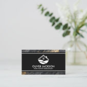 Huis Logo | Marmer Donkergrijs Goud Visitekaartje (Staand voorkant)