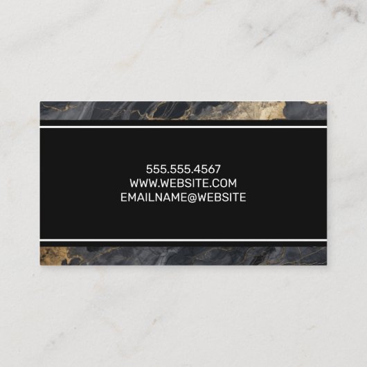 Huis Logo | Marmer Donkergrijs Goud Visitekaartje (Achterkant)