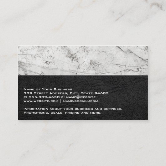 Huis Logo | Monogram | Marmeren leder Visitekaartje (Achterkant)