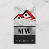 Huis Logo | Monogram | Marmeren leder Visitekaartje (Voorkant)