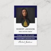 Huis Logo Vastgoed Blauw & Goud makelaar Foto Visitekaartje (Voorkant)