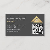 Huis Logo Vastgoed Navy & Gold Realtor QR Code Visitekaartje (Achterkant)