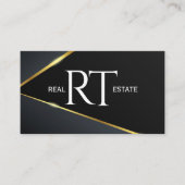 Huis Logo Vastgoed Navy & Gold Realtor QR Code Visitekaartje (Voorkant)