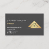 Huis Logo Vastgoed Navy & Gold Realtor Visitekaartje (Achterkant)