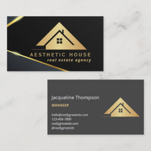 Huis Logo Vastgoed Navy & Gold Realtor Visitekaartje