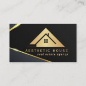 Huis Logo Vastgoed Navy & Gold Realtor Visitekaartje (Voorkant)