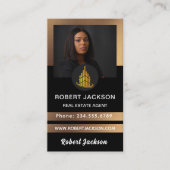 Huis Logo Vastgoed Zwart & Goud Realtor Foto Visitekaartje (Voorkant)