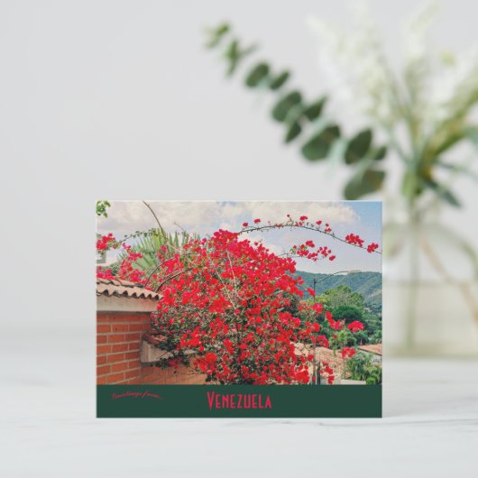Huis met bloemen Caracas Venezuela Briefkaart (Staand voorkant)