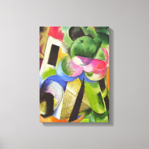 Huis met Bomen door Franz Marc, Vintage Fine Art Canvas Afdruk