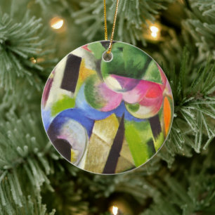 Huis met Bomen door Franz Marc, Vintage Fine Art Keramisch Ornament