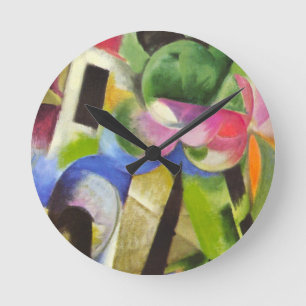 Huis met Bomen door Franz Marc, Vintage Fine Art Ronde Klok