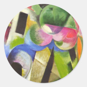 Huis met Bomen door Franz Marc, Vintage Fine Art Ronde Sticker