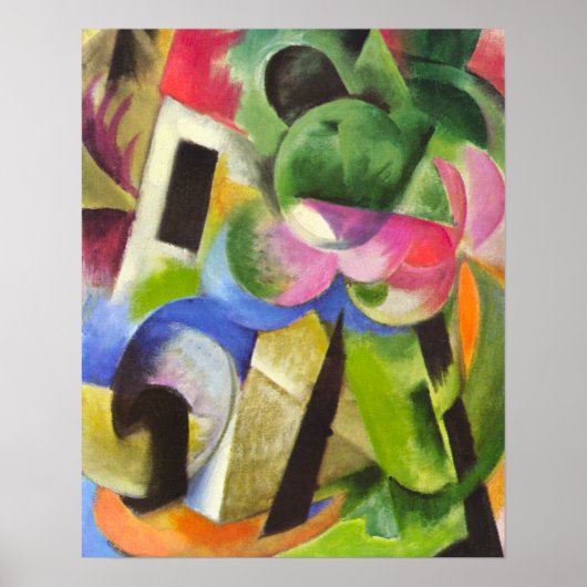 Huis met bomen van Franz Marc,  Kunst Poster (Voorkant)