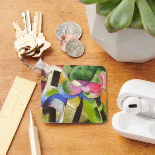 Huis met bomen van Franz Marc,  Kunst Sleutelhanger