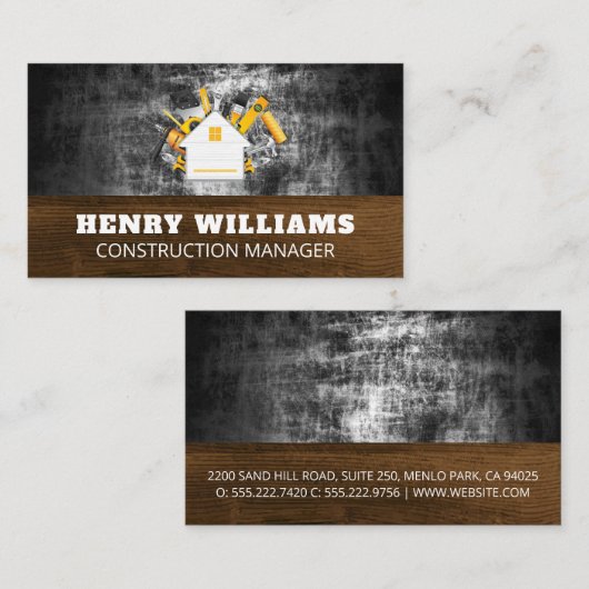 Huis met bouwgereedschap visitekaartje (Voorkant / Achterkant)