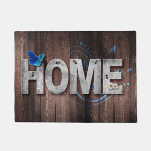 Huis! met Butterflies en Flowers Deurmat