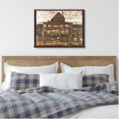Huis met dakspanen dak door Egon Schiele Canvas Afdruk (Insitu (Slaapkamer))