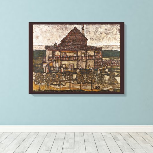 Huis met dakspanen dak door Egon Schiele Canvas Afdruk (Insitu (Houten vloer))
