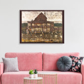 Huis met dakspanen dak door Egon Schiele Canvas Afdruk (Insitu (Woonkamer))