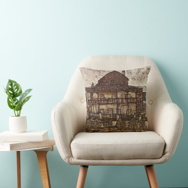 Huis met dakspanen dak door Egon Schiele Kussen (Stoel)