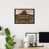 Huis met dakspanen dak door Egon Schiele Poster (Thuiskantoor)