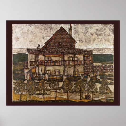 Huis met dakspanen dak door Egon Schiele Poster (Voorkant)