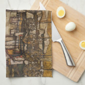 Huis met dakspanen dak door Egon Schiele Theedoek (Quarter Fold)