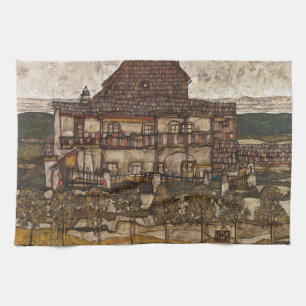 Huis met dakspanen dak door Egon Schiele Theedoek