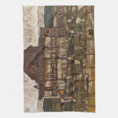 Huis met dakspanen dak door Egon Schiele Theedoek (Verticaal)