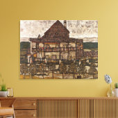 Huis met de Shingle Roof van Egon Schiele Canvas Afdruk (Insitu (Woonkamer))