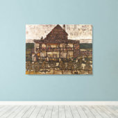 Huis met de Shingle Roof van Egon Schiele Canvas Afdruk (Insitu (Houten vloer))