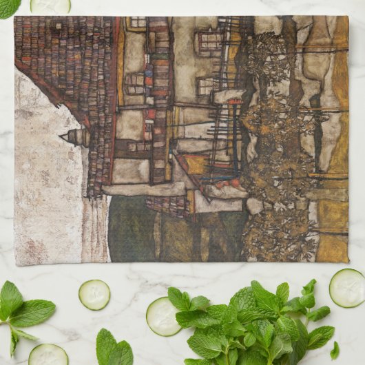 Huis met de Shingle Roof van Egon Schiele Theedoek (Gevouwen)