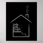 Huis met familienamen gepersonaliseerd poster (Voorkant)