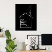 Huis met familienamen gepersonaliseerd poster (Thuiskantoor)