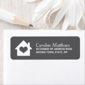 Huis met hart op donkergrijze achtergrond etiket (Insitu)