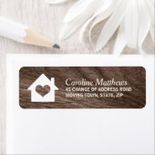 Huis met hart op elegant hout etiket (Insitu)