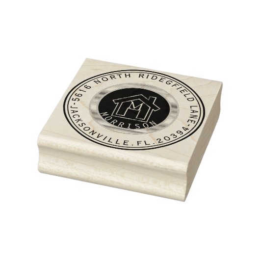Huis met monogram en adres rubberstempel (Stempel)