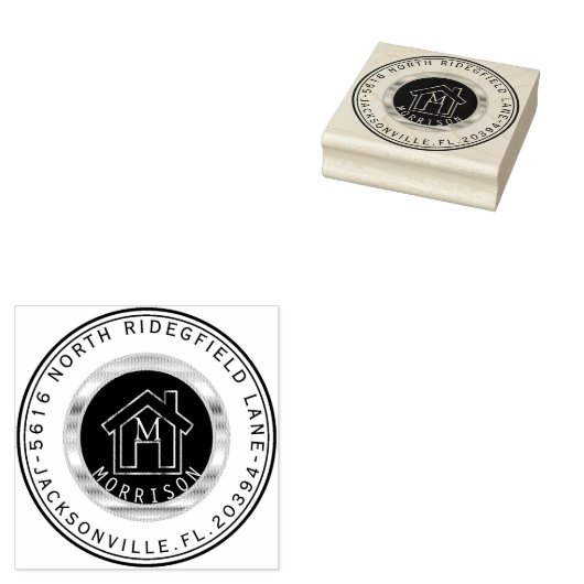 Huis met monogram en adres rubberstempel (Gestempeld)