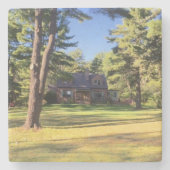 Huis met pijnbomen stenen onderzetter (Voorkant)