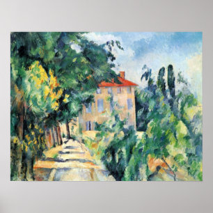 Huis met Rode Roof van Paul Cezanne Poster