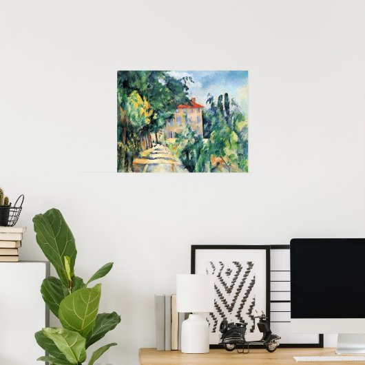 Huis met Rode Roof van Paul Cezanne Poster (Thuiskantoor)