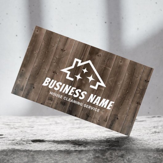 Huis met Sparkles Rustieke Wood Cleaning Service Visitekaartje