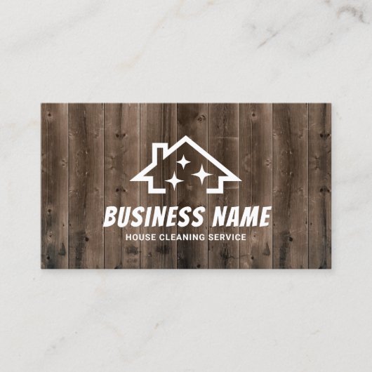 Huis met Sparkles Rustieke Wood Cleaning Service Visitekaartje (Voorkant)