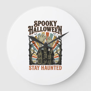 Huis met spoken Halloween T-shirt met vintage spoo Grote Klok