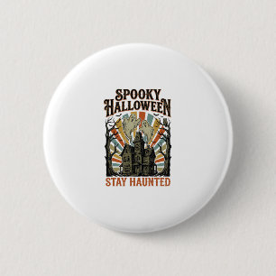 Huis met spoken Halloween T-shirt met vintage spoo Ronde Button 5,7 Cm