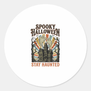 Huis met spoken Halloween T-shirt met vintage spoo Ronde Sticker