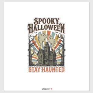 Huis met spoken Halloween T-shirt met vintage spoo Sticker