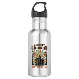 Huis met spoken Halloween T-shirt met vintage spoo Waterfles