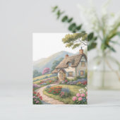 Huis met tuin feestdagenkaart (Staand voorkant)