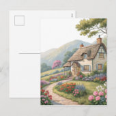 Huis met tuin feestdagenkaart (Voorkant / Achterkant)